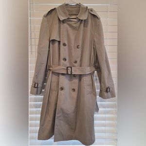 Vintage London Fog Trench Coat Tan Khaki Removable Fleece Lined Belted sz 42 Reg